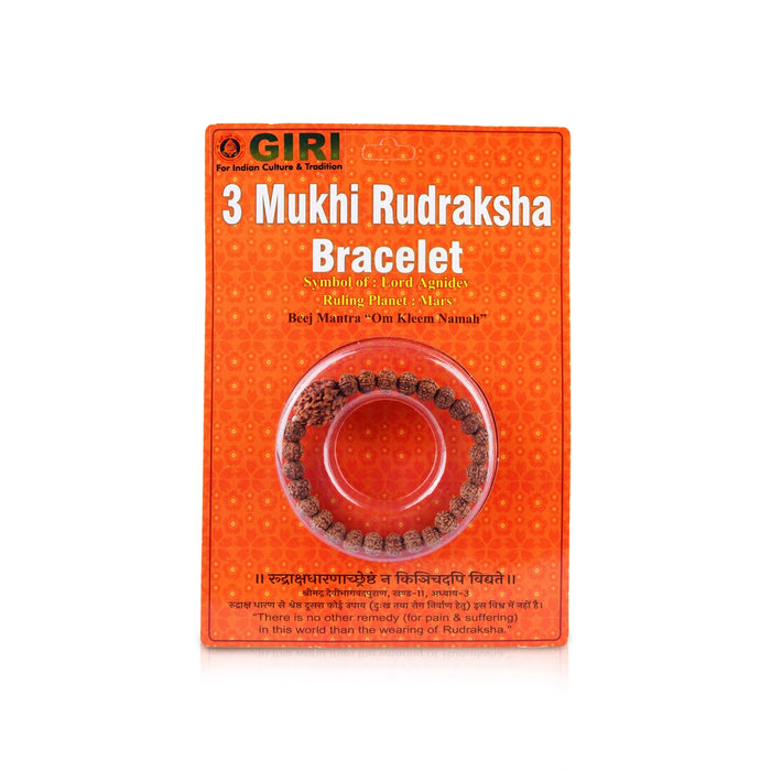 3 Mukhi Rudraksha Bracelet - Java | Three Face Rudraksh Hand Band for Men and Women