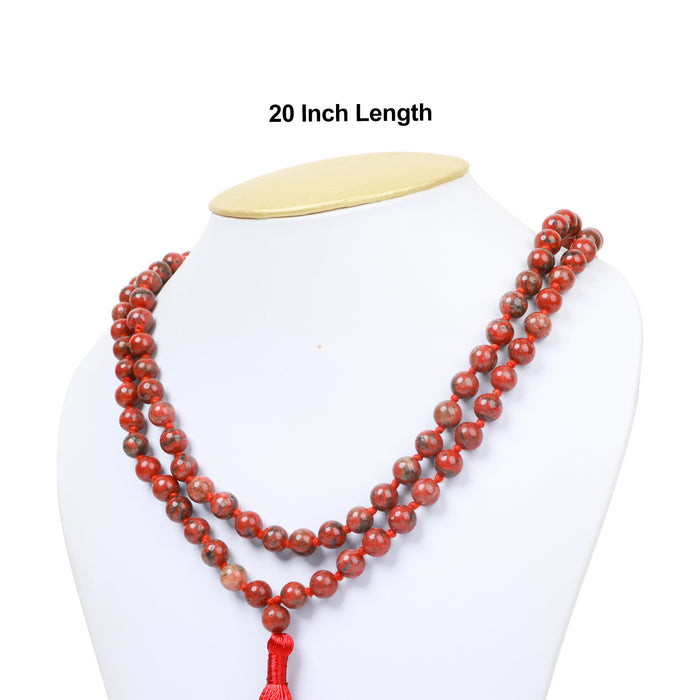 Semi Precious Stone Mala - Red | Jasper Mala/ Japa Mala/ Jewellery for Men & Women