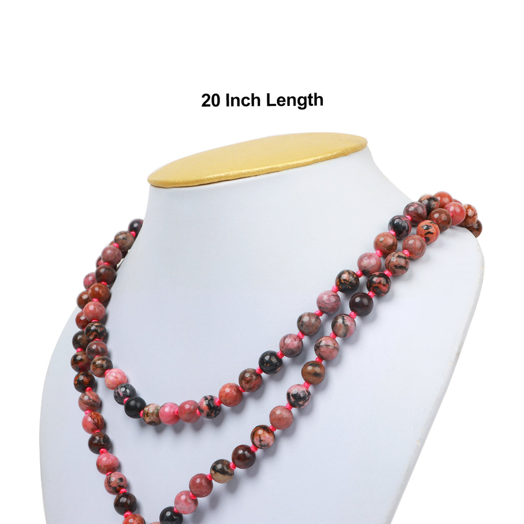 Crystal Mala - Rhodonite | Semi Precious Stone Mala/ Japa Mala for Men & Women