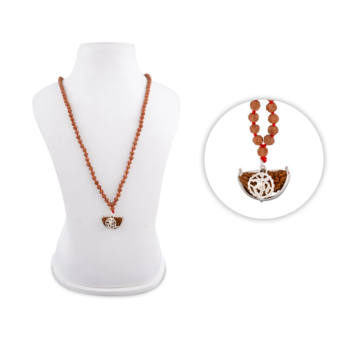 Rudraksha Mala With 1 Face Locket - 17 Inches | 6mm/ 108 Beads Rudraksha Japa Mala/ Ruthratcham Malai for Meditation - Rudraksha Mala, Pendant, Bracelet