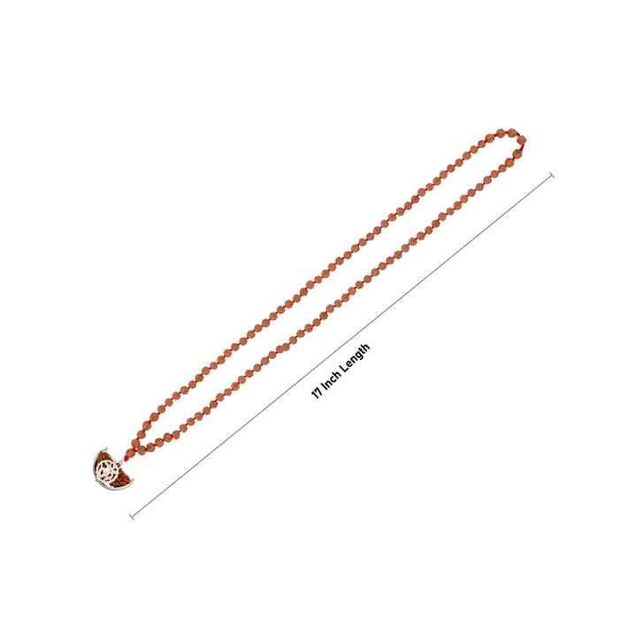 Rudraksha Mala With 1 Face Locket - 17 Inches | 6mm/ 108 Beads Rudraksha Japa Mala/ Ruthratcham Malai for Meditation - Rudraksha Mala, Pendant, Bracelet