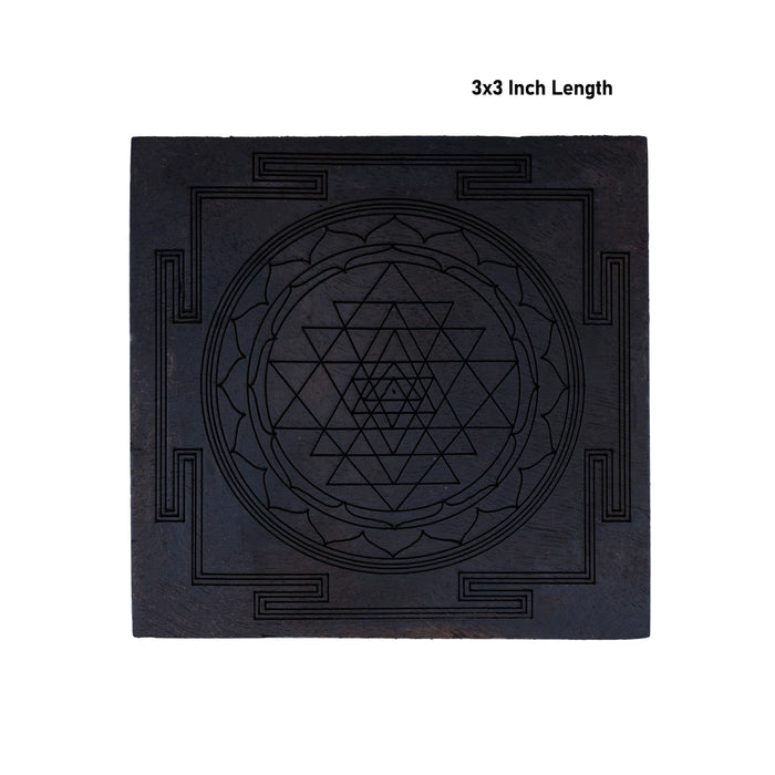 Shri Yantra - 3 x 3 Inches | Karungali Yantram/ Ebony Yantram/ Sri Yantra for Pooja & Wall - Maha Meru & Yantra