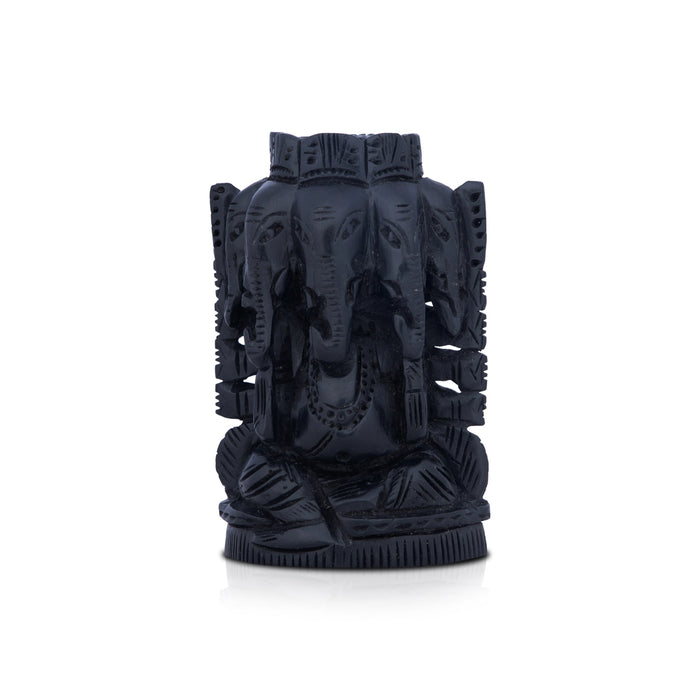 5 Face Ganesh Murti - 4 x 2.75 Inches | Karungali Statue/ Ebony 5 Face Vinayaka Idol for Pooja