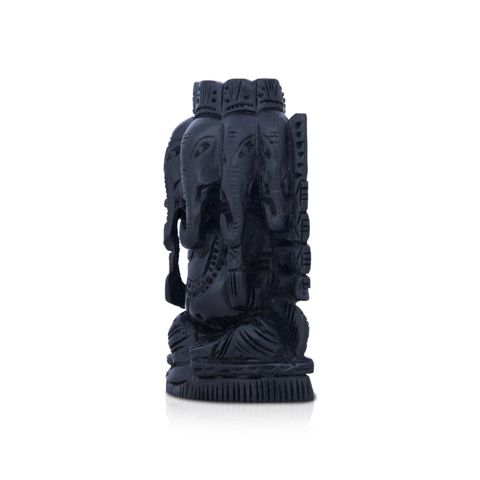 5 Face Ganesh Murti - 4 x 2.75 Inches | Karungali Statue/ Ebony 5 Face Vinayaka Idol for Pooja