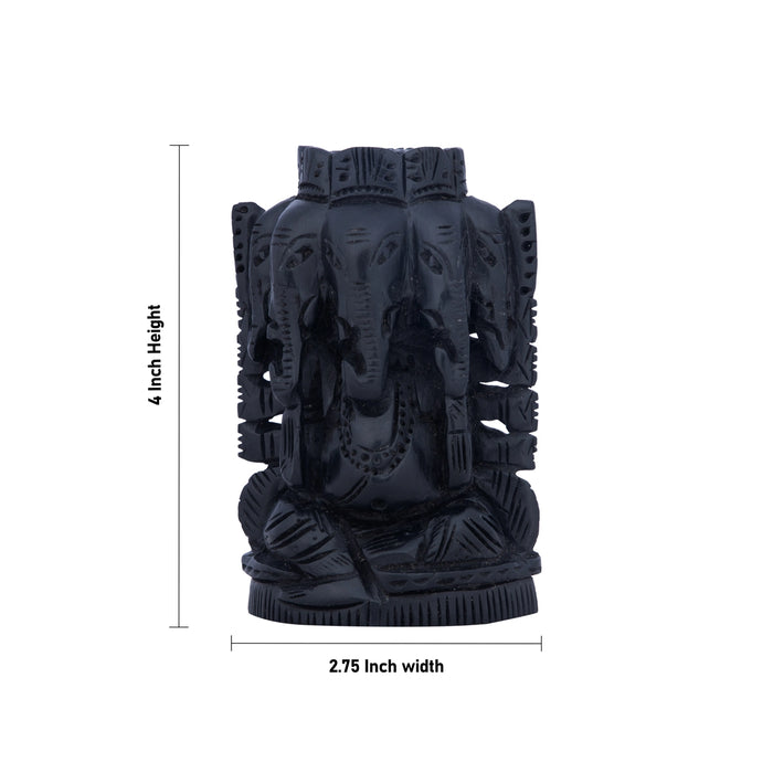 5 Face Ganesh Murti - 4 x 2.75 Inches | Karungali Statue/ Ebony 5 Face Vinayaka Idol for Pooja