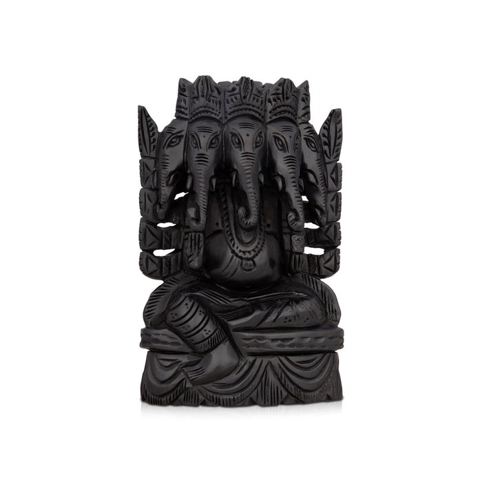 5 Face Ganesh Murti - 6 x 4 Inches | Karungali Statue/ Ebony 5 Face Vinayaka Idol for Pooja