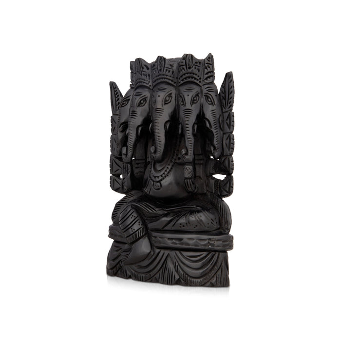 5 Face Ganesh Murti - 6 x 4 Inches | Karungali Statue/ Ebony 5 Face Vinayaka Idol for Pooja