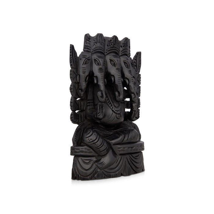 5 Face Ganesh Murti - 6 x 4 Inches | Karungali Statue/ Ebony 5 Face Vinayaka Idol for Pooja