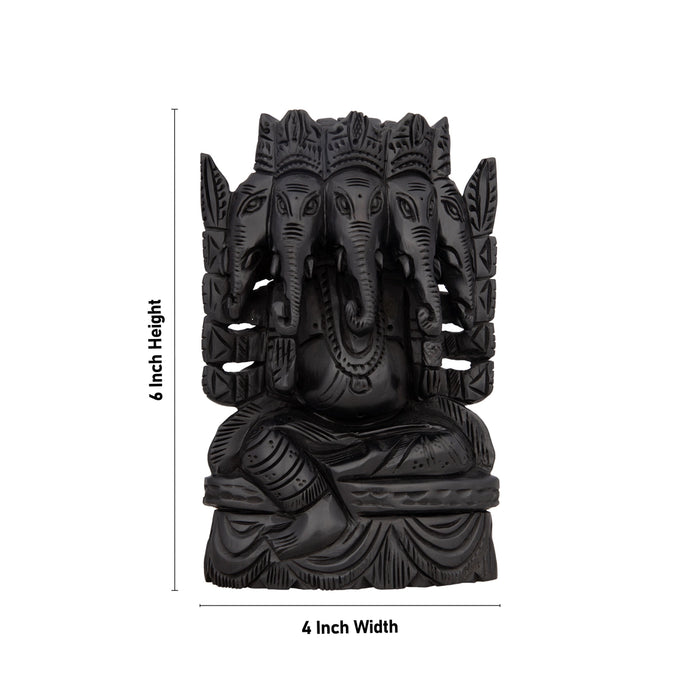 5 Face Ganesh Murti - 6 x 4 Inches | Karungali Statue/ Ebony 5 Face Vinayaka Idol for Pooja