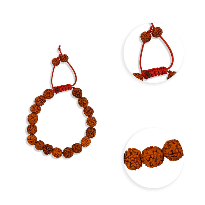 Rudraksha Bracelet - 2.5 Inches | Adjustable Thread Rudraksha Hand Bracelet/ Rudraksh Hand Band for Men & Women