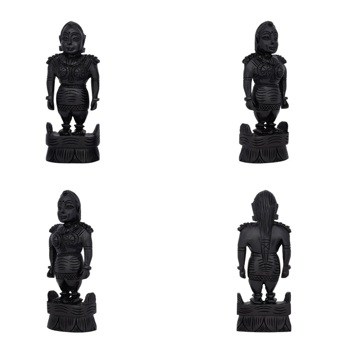 Marapachi Bommai Pair - 6 x 2.5 Inches | Karungali Statue/ Marapachi Doll/ Kolu Bommai for Home - Marapachi Bommai