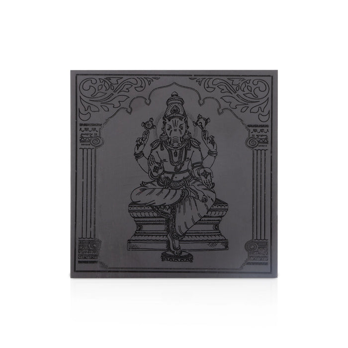 Varahi Amman Engraved On Karungali Wood - 0.25 x 3 x 3 Inches | Ebony Wood Varahi Devi - Maha Meru & Yantra