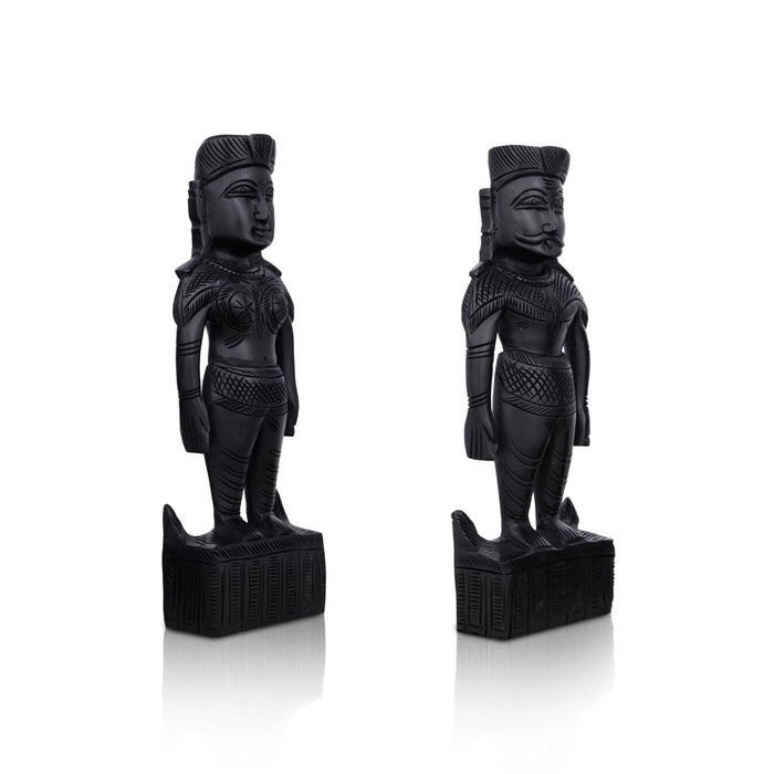 Marapachi Bommai Pair - 9 x 3 Inches | Marapachi Doll/ Karungali Wood Sculpture/ Kolu Bommai for Home - Marapachi Bommai