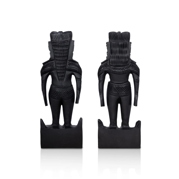 Marapachi Bommai Pair - 9 x 3 Inches | Marapachi Doll/ Karungali Wood Sculpture/ Kolu Bommai for Home - Marapachi Bommai
