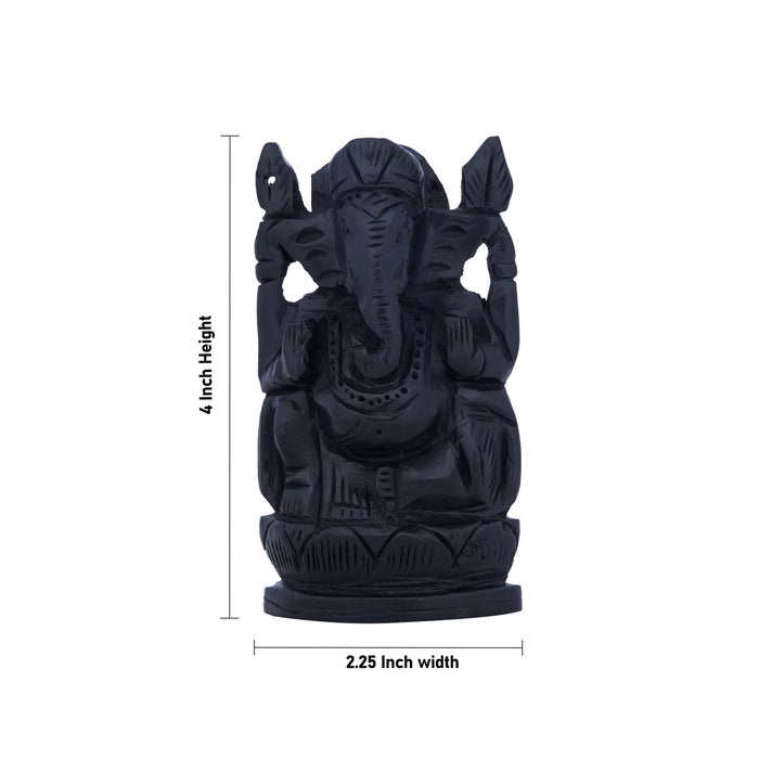 Ganesh Murti - 4 x 2.25 Inches | Karungali Statue/ Vinayaka Idol/ Ganpati Murti for Pooja