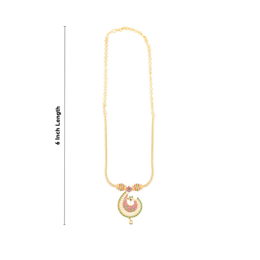 Necklace Earring Set - 6 Inches |Multicolour Stone Haram and Earing/ Gold Polish Jewellery for Women/ 45 Gms - Ethnic Wear Accessories