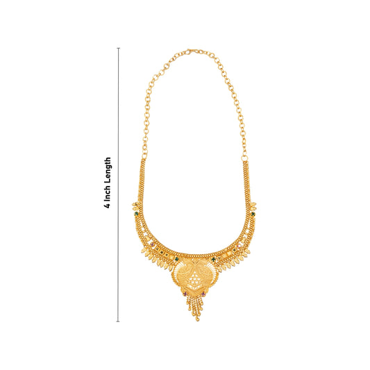 Necklace - 4 Inches | Gold Polish Jewelry/ Jewellery for Women/ 20 Gms Approx - Ethnic Wear Accessories