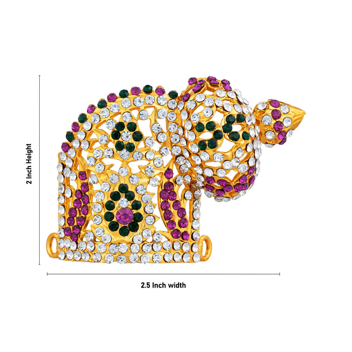 Half Sridevi Bhudevi Crown Pair - 2 X 2.75 Inches | Multicolour Stone Kireedam/ Kiridam/ Mukut For Deity Decor - Head & Face Accessories