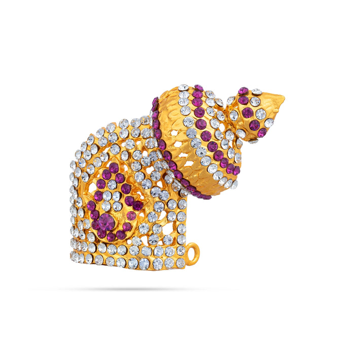 Half Sridevi Bhudevi Crown Pair - 2 X 2.25 Inches | Stone Kireedam/ Kiridam/ Mukut For Deity Decor - Head & Face Accessories