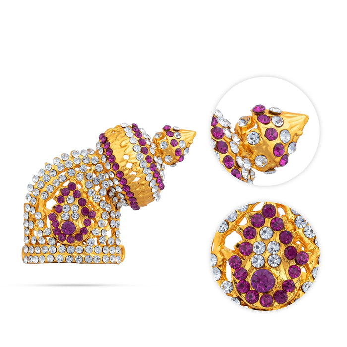 Half Sridevi Bhudevi Crown Pair - 2 X 2.25 Inches | Stone Kireedam/ Kiridam/ Mukut For Deity Decor - Head & Face Accessories