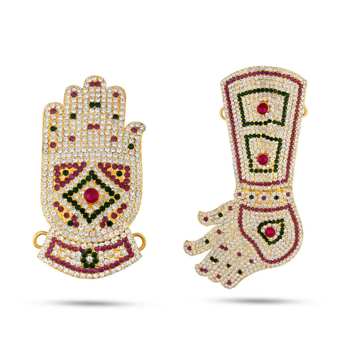 Stone Hastham Padham Set - 6.5 x 3 Inches | Stone Leg and Hand for Deity Decor - Deity Jewellery & Vastra Sets
