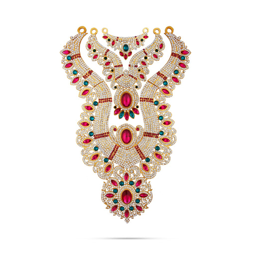 Stone Haram Set - 14 Inches | Multicolour Stone Jewellery/ Three Step Stone Necklace for Deity - Neck & Body Accessories