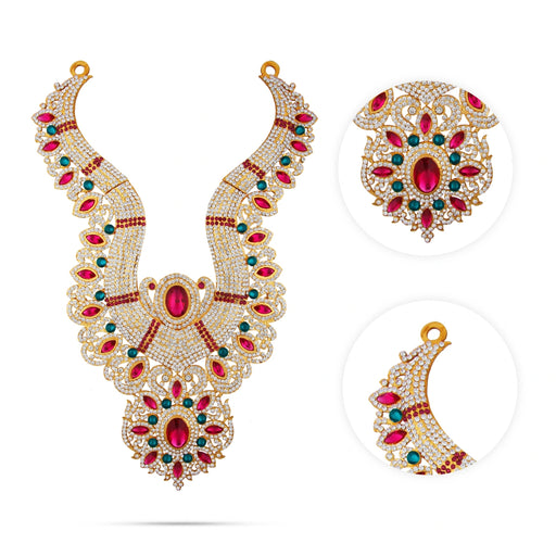 Stone Haram Set - 14 Inches | Multicolour Stone Jewellery/ Three Step Stone Necklace for Deity - Neck & Body Accessories