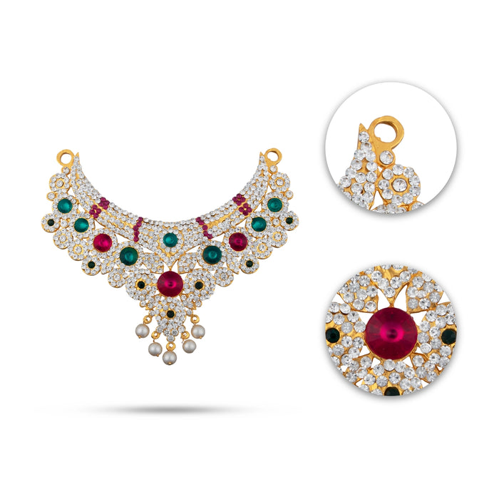 Stone Haram Set - 13.5 Inches | Multicolour Stone Jewellery/ Two Step Stone Necklace for Deity - Neck & Body Accessories