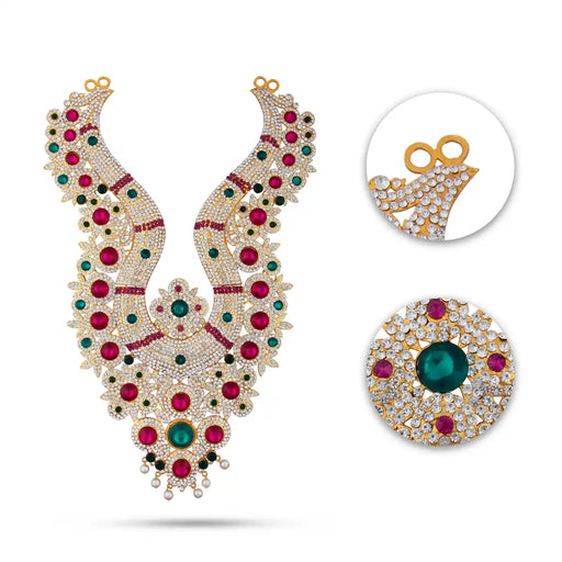 Stone Haram Set - 13.5 Inches | Multicolour Stone Jewellery/ Two Step Stone Necklace for Deity - Neck & Body Accessories