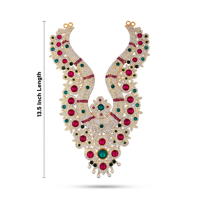 Stone Haram Set - 13.5 Inches | Multicolour Stone Jewellery/ Two Step Stone Necklace for Deity - Neck & Body Accessories