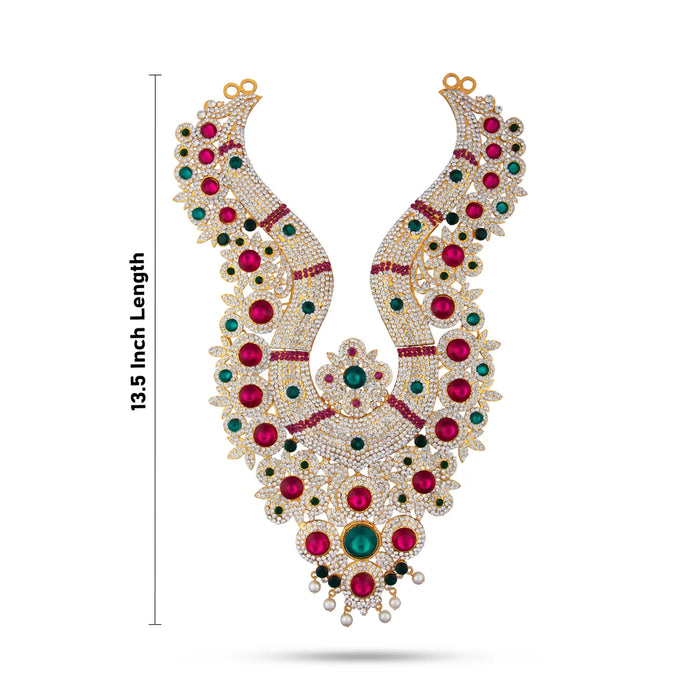 Stone Haram Set - 13.5 Inches | Multicolour Stone Jewellery/ Two Step Stone Necklace for Deity