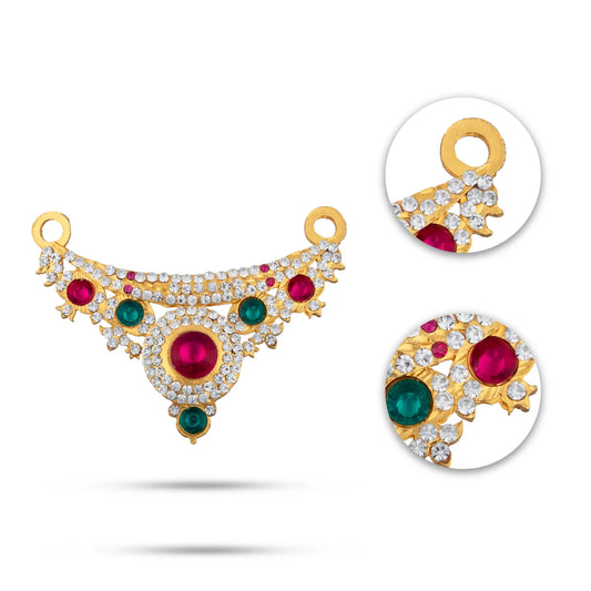 Stone Haram Set - 14 Inches | Multicolour Stone Jewellery/ Three Step Stone Necklace for Deity - Neck & Body Accessories