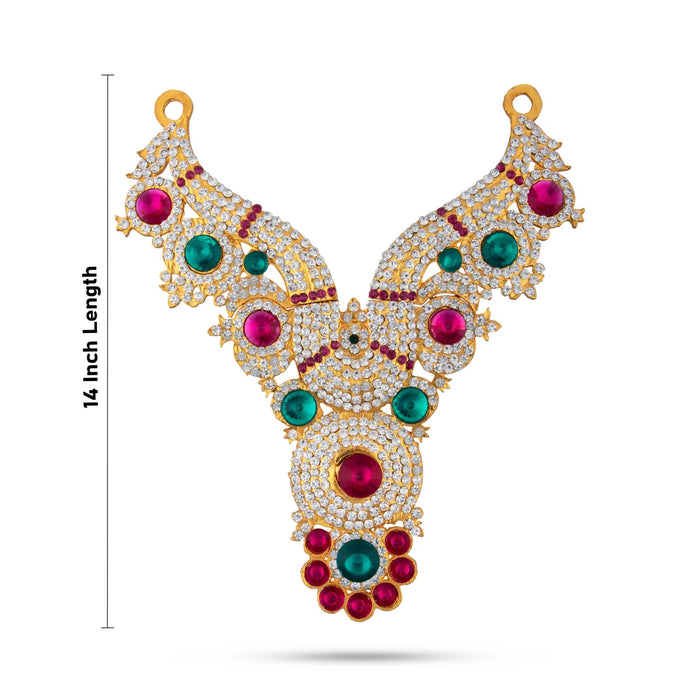 Stone Haram Set - 14 Inches | Multicolour Stone Jewellery/ Three Step Stone Necklace for Deity - Neck & Body Accessories