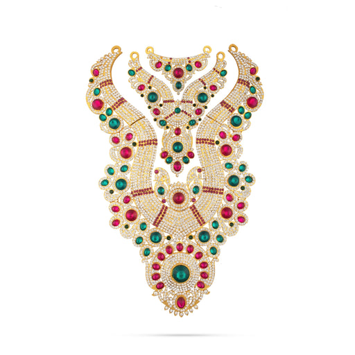 Stone Haram Set - 13.5 Inches | Multicolour Stone Jewellery/ Three Step Stone Necklace for Deity - Neck & Body Accessories