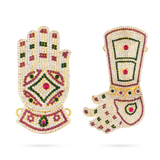 Stone Hastham Padham Set - 7 x 4.25 Inches | Stone Leg and Hand for Deity Decor - Deity Jewellery & Vastra Sets