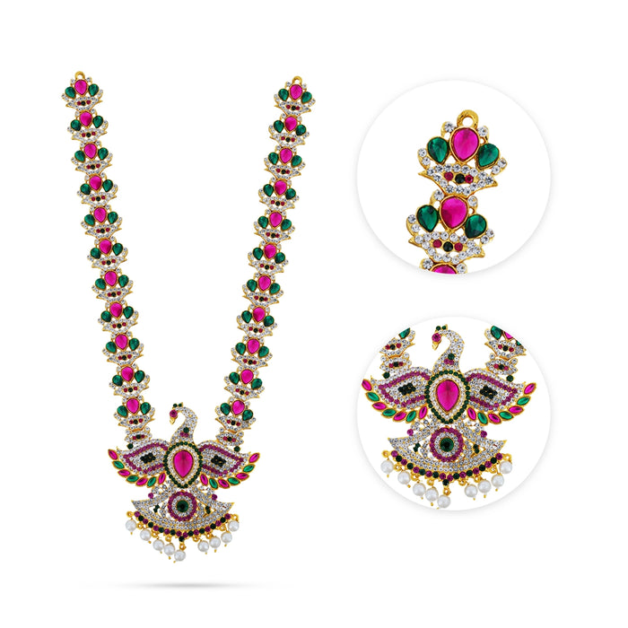 Deity Haram - 12 Inches | Multicolour Stone Haram/ Artificial Jewellery For Goddess Decor