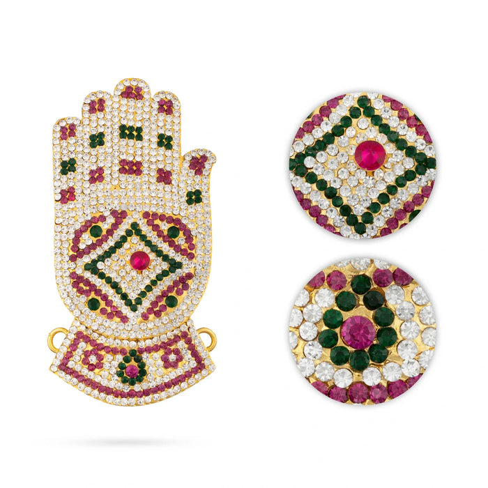 Stone Hastham Padham Set - 9.5 x 6 Inches | Stone Leg and Hand for Deity Decor - Deity Jewellery & Vastra Sets