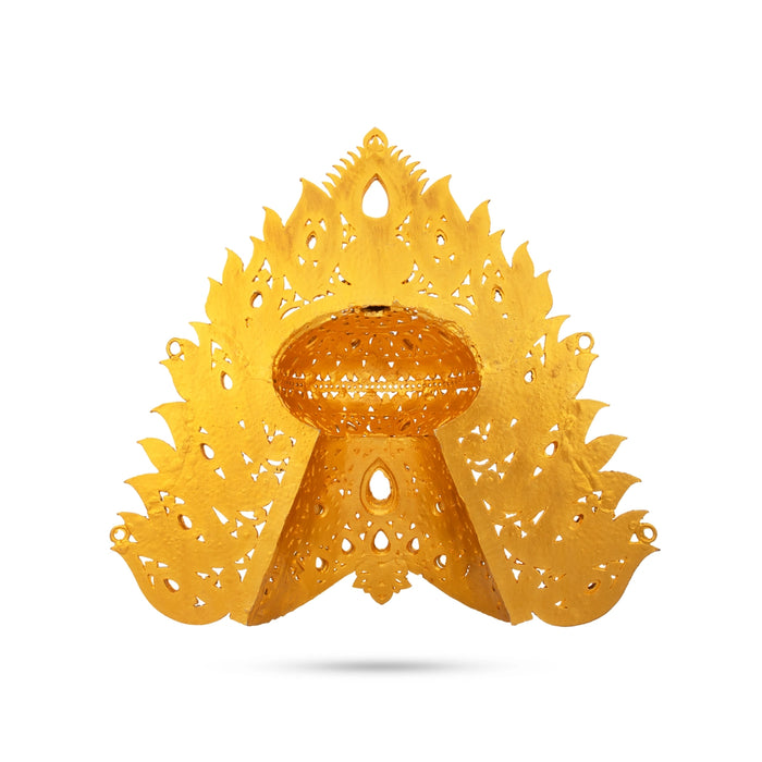 Stone Half Crown - 10 x 10.5 Inches | Stone Kireedam/ Multicolour Stone Mukut for Pooja - Head & Face Accessories