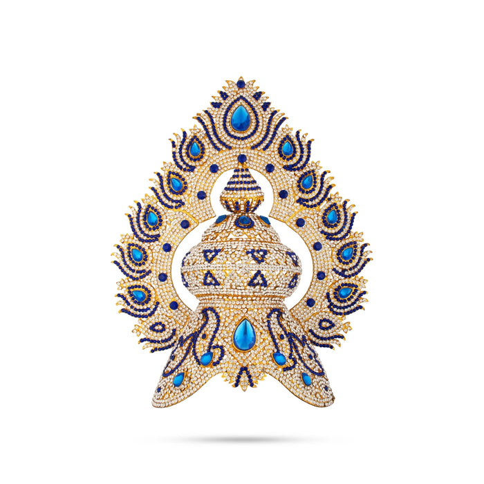 Stone Half Crown - 12 x 9 Inches | Stone Kireedam/ Stone Mukut for Pooja - Head & Face Accessories