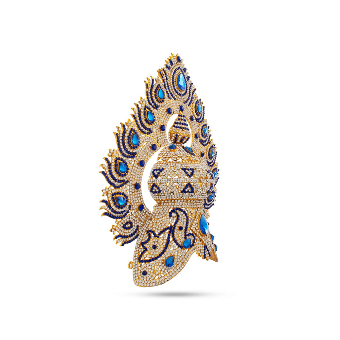 Stone Half Crown - 12 x 9 Inches | Stone Kireedam/ Stone Mukut for Pooja - Head & Face Accessories