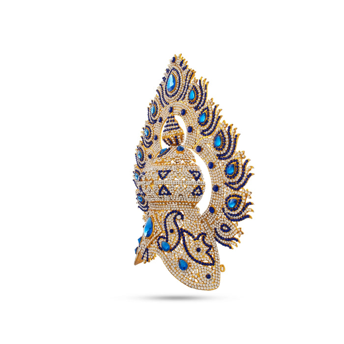 Stone Half Crown - 12 x 9 Inches | Stone Kireedam/ Stone Mukut for Pooja - Head & Face Accessories