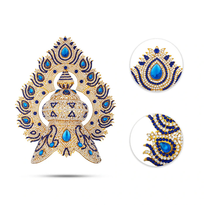 Stone Half Crown - 12 x 9 Inches | Stone Kireedam/ Stone Mukut for Pooja