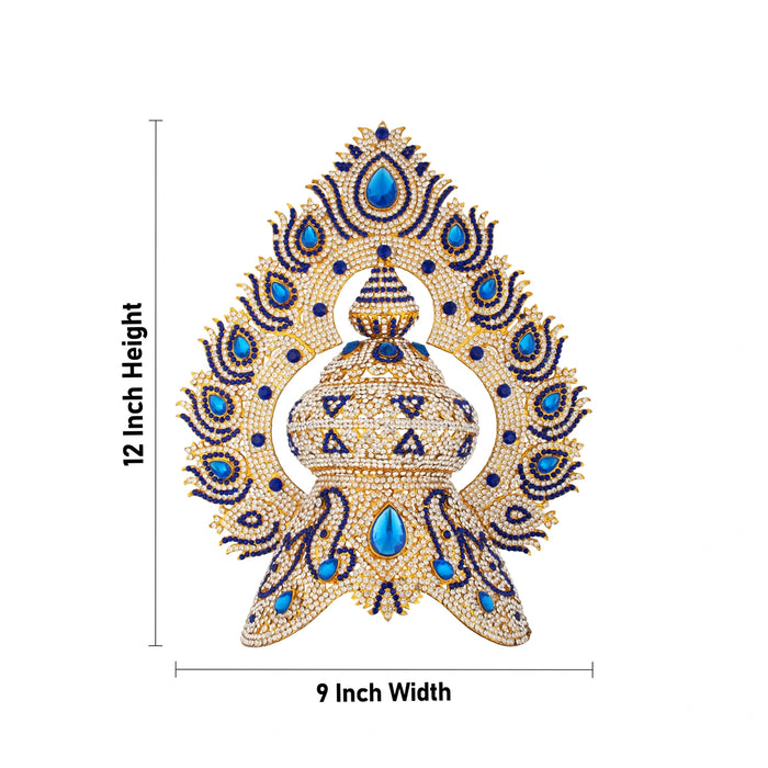 Stone Half Crown - 12 x 9 Inches | Stone Kireedam/ Stone Mukut for Pooja - Head & Face Accessories