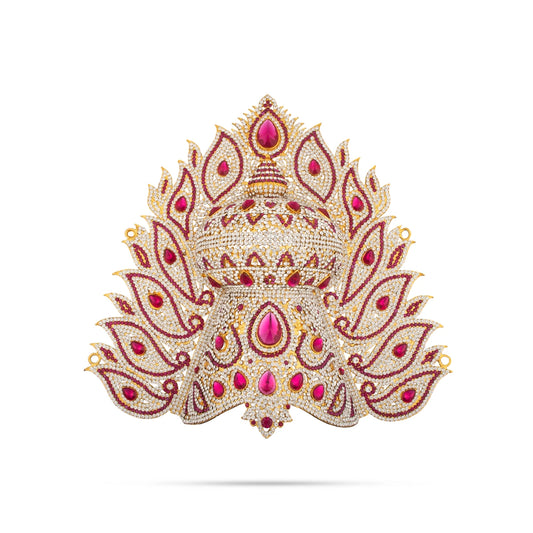 Stone Half Crown - 11 x 11.5 Inches | Stone Kireedam/ Stone Mukut for Pooja - Head & Face Accessories