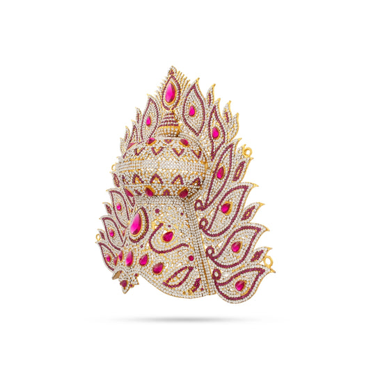 Stone Half Crown - 11 x 11.5 Inches | Stone Kireedam/ Stone Mukut for Pooja - Head & Face Accessories