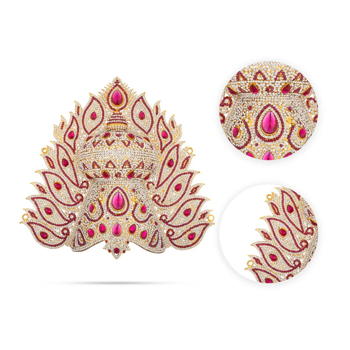 Stone Half Crown - 11 x 11.5 Inches | Stone Kireedam/ Stone Mukut for Pooja