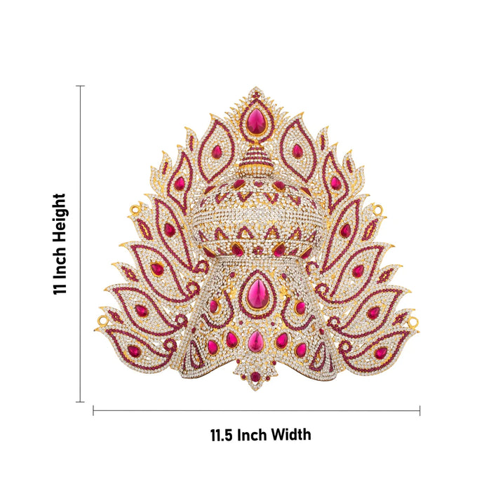 Stone Half Crown - 11 x 11.5 Inches | Stone Kireedam/ Stone Mukut for Pooja