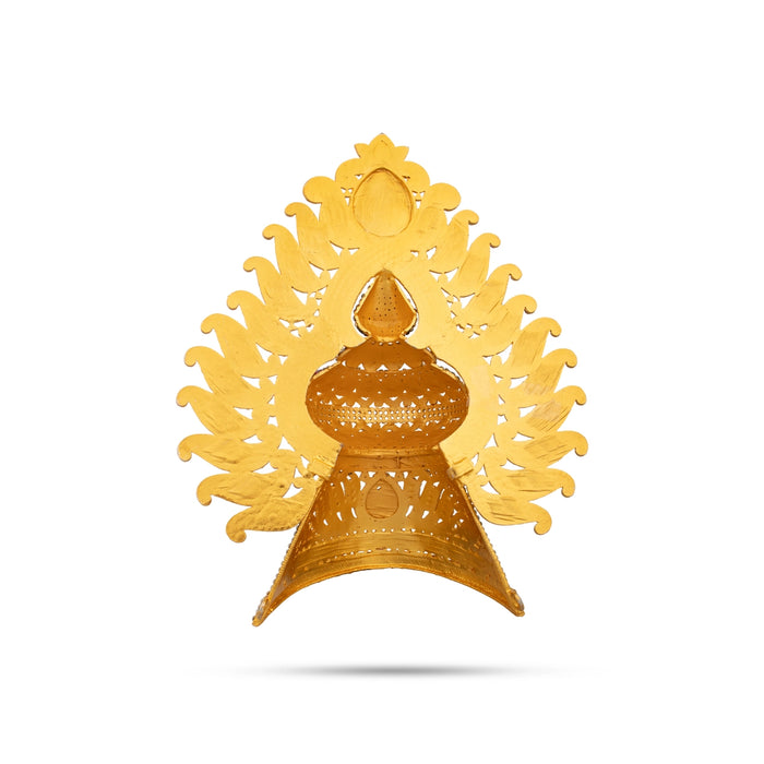 Stone Half Crown - 10.5 x 8.5 Inches | Stone Kireedam/ Multicolour Stone Mukut for Pooja - Head & Face Accessories