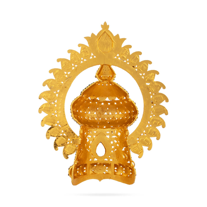 Stone Half Crown - 8.5 x 6.5 Inches | Stone Kireedam/ Multicolour Stone Mukut for Pooja - Head & Face Accessories