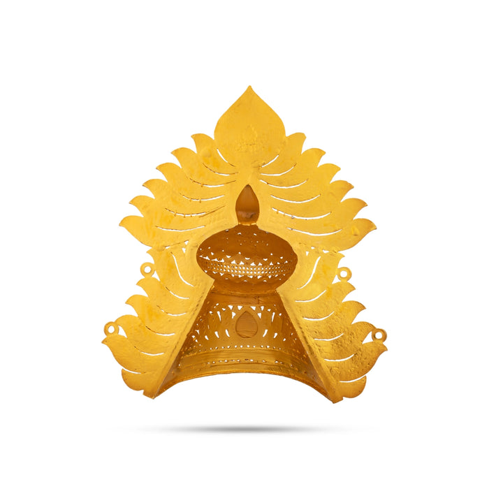 Stone Half Crown - 10 x 9 Inches | Stone Kireedam/ Multicolour Stone Mukut for Pooja - Head & Face Accessories